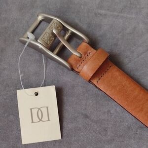 Small Doncaster Men's St Tropaz Tan Leather Belt Brushed Silver Buckle